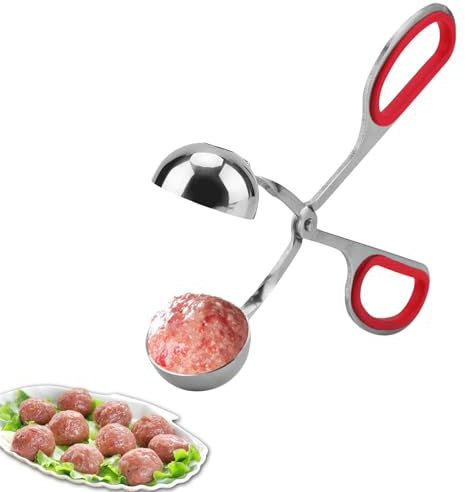 Meat Ballers, Acier Inoxydable Boulettes de Viande, Antiadhésif Cuillère à boulette Fabricant de Balle Pinces à Glace pour Cake Pop, Cuillère à crème glacée, Fruit, Pâte à Biscuits, Melon(rouge)