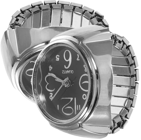 VILLCASE Reloj Anillo Pareja Creativo Negro Mini Reloj De Dedo con Visualización De Tiempo Accesorios Elegantes para Mujeres Y Hombres Ideal para Uso Diario Y Regalos Originales