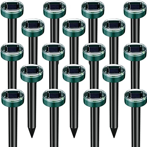 Solar Mole Repellent Ultrasonic Mole Repellent Solar Powered Outdoor Powered Sound Wave Deterrent for Lawn Garden for Snakes Moles Gophers Groundhogs Voles and Other Burrowing Mice, Round (6)