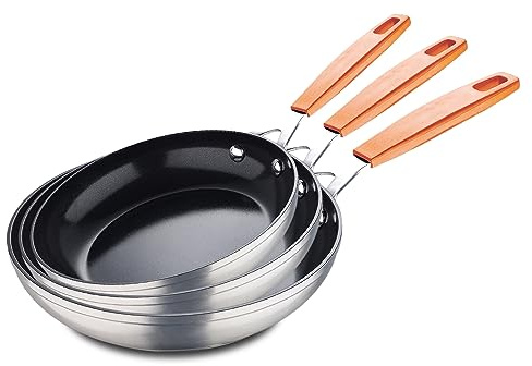 San Ignacio Compact | Juego de sartenes antiadherentes | Fabricado en aluminio forjado | Emttiene 3 sartenes de 20, 24 y 28 cm de diámetro | Juego de sartenes | Para todo tipo de cocinas