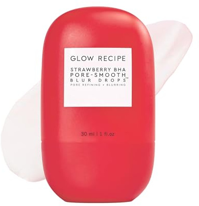 Glow Recipe Strawberry BHA Serum Primer, Silicone-Free Blurring Matte Primer, Pore Minimizing Face Primer + Salicylic Acid Serum, Oil Control, Smooth Texture, Korean Primer Serum (30ml)