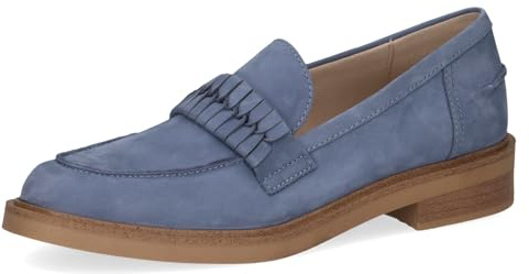 CAPRICE Mocassins Femme en Cuir à Talon Bloc, Bleu (Jeans Nubuc), 40 EU