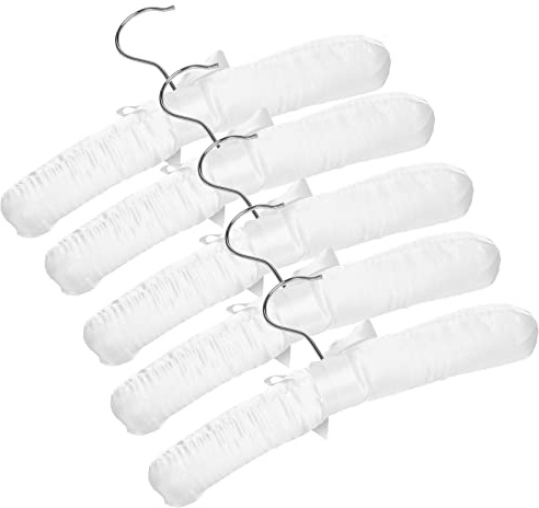 ZIUTPDAX 5Pcs Luxury Satin-Padded Children's Clothes Kids' Cloth Hook Hanger Wardrobe Organiser-White