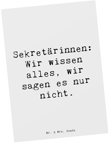 Mr. & Mrs. Panda Postkarte Spruch Sekretärin Geheimnisträgerin - Geschenk, Wertschätzung, Postkarten, Wir wissen alles, Büroalltag, Beruf, Büroweisheiten, Grußkarte, Berufsprodukte, Berufsliebe