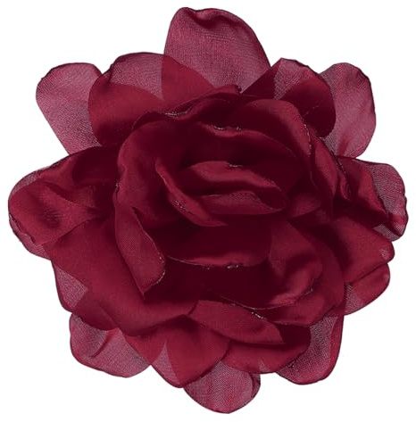 PATIKIL Flor Broche de Seda Satén Peonía Pinza Pelo Flamenca Clip Burdeos