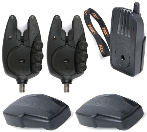 Fox Micron RX+ 2 Rod Set - 2 Bissanzeiger + 1 Receiver zum Karpfenangeln, Karpfenbissanzeiger für Karpfen, Funkbissanzeiger