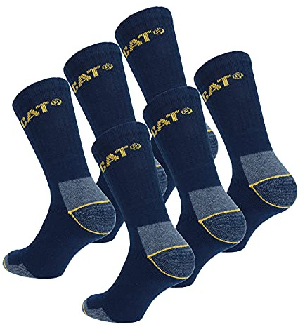 Caterpillar Real Work 6 Paia Calze Lavoro Uomo - Lunghezza Metà Polpaccio - Punta Tallone Rinforzati - Cotone (Blu, 39-42)