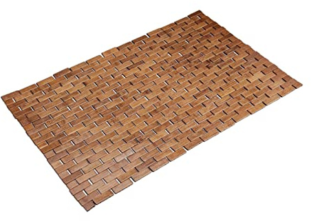 Relaxdays, Marron Tapis en Bambou Enroulable Anti-glisse Hygiénique Résistant Humidité Sortie de Bain, 50x80cm, 50 x 80 cm