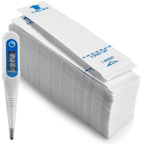 Termometer Probe Protector - 100 delar - Universal och Disponibel Probe Protector Box för Digital termometer för noggrann sanitär avläsning av digitala termometrar och glastermometrar för oral.