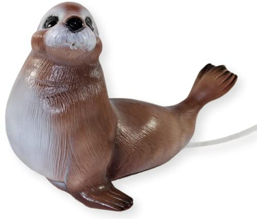 RAKSO Deko Garten Figur Dekofigur Gartenfigur Tierfigur Robbe als Wasserspeier (ohne Pumpe) aus Kunststoff Höhe 30 cm