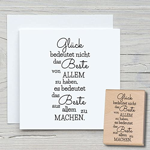 NEWSTAMPS Stempel Glück bedeutet nicht Motivstempel groß aus Holz & Gummi zum Karten basteln, Holzstempel, Sprüche, Spruchstempel, Textstempel, Schrift, Scrapbook, Textilstempel, Deko