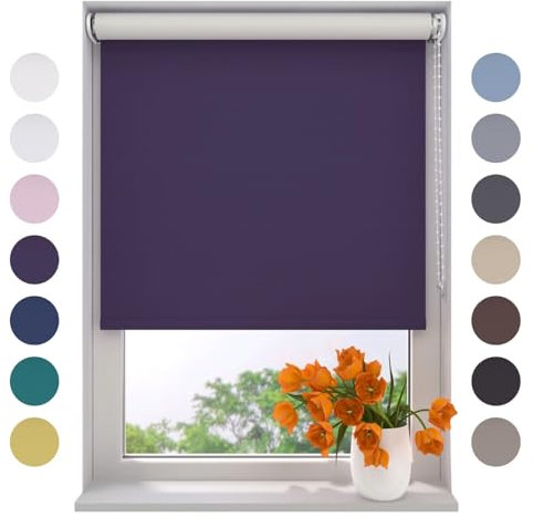 Radeco® Verdunkelungsrollo 40 x 190 cm lila, Größen von 40 bis 240 Breite, ohne Bohren möglich, Rollo wandmontage, Rollo 40 cm breit, Fenster rollos für innen, rollos für Fenster