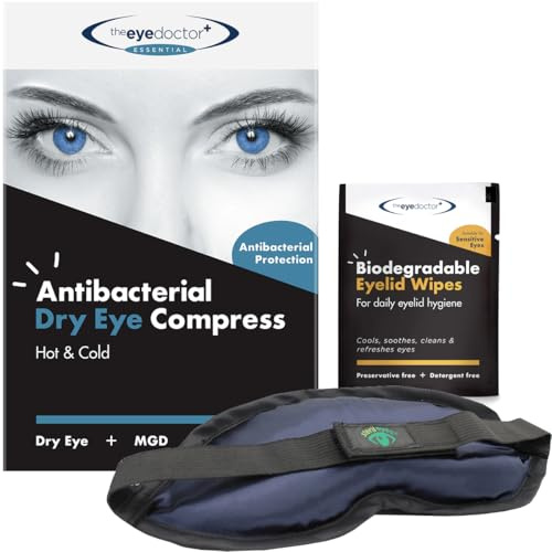 The Eye Doctor Heated Eye Mask + 80 Eyelid Wipes Bundle - Warm Eye Compress for Relief from Dry Eyes Blepharitis & MDG Treatment - Complete Eye Care Kit with Preservative Free Wipes