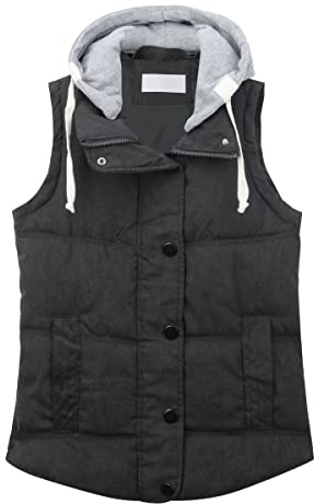 YUNCLOS Women's Quilted Gilet with Hood Lightweight Casual Zip Vest Thick Casual Body Warmer Outdoor Gilet