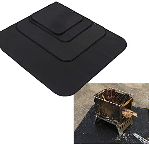 MKNZOME Feuerfeste Unterlage, 60*52 cm Feuerschutzmatte Grillmatte Bodenschutz, Hitzeschutzmatte Feuerschale für Boden Rasen Gras Terrasse Balkon Deck Outdoor Holzverbrennung Holzkohlegrill, Schwarz