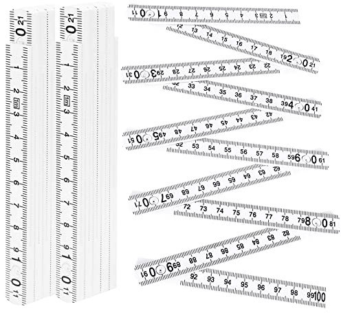2 Stück Gliedermaßstab, 1Meter Mini-Zollstock Aus Kunststoff, Kunststoff-Gliedermaßstab Mit 90°/180° Winkeleinrastung,10 Glieder Für Haus, Hobby & Werkstatt,Zollstock,Meterstab