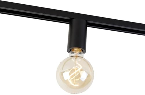 QAZQA - Modern E27 Fassung mit Schienenaufhängung für 1-Phasenschiene Schwarz - Iconic Jeana I Wohnzimmer I Schlafzimmer - Aluminium Zylinder - LED geeignet E27