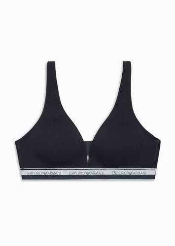 EMPORIO ARMANI Damen-Triangel-BH aus Stretch-Baumwolle mit Logoband, gepolstert, MARINE, M