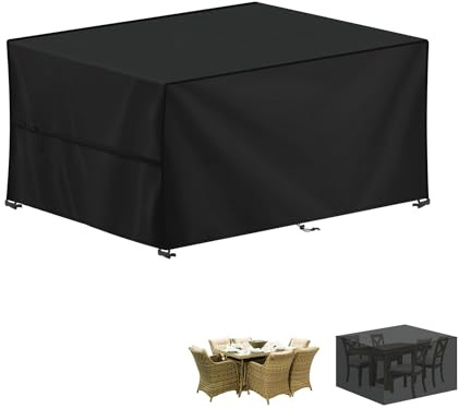 LAMUNI Outdoor Garden Table Cover Rectangular Garden Furniture Covers Waterproof Patio Table Covers Anti-UV Rattan Sofa Set Cover Windproof 420D Oxford Patio Covers for Outdoor Furniture, 140x70x70cm