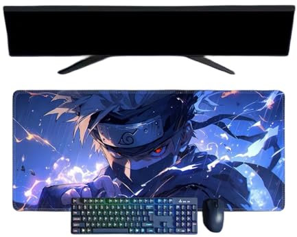 Hatake Kakashi Mauspad, XXL, multifunktional, Gaming, Anime, 800 x 300 mm, Gaming-Tastatur, wasserdicht und 3 mm, rutschfeste Gummibasis, strukturierte Oberfläche