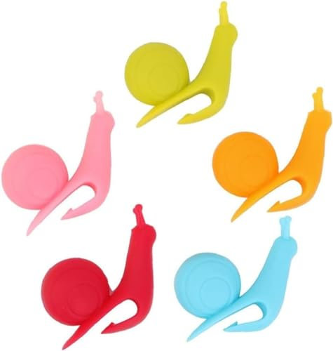 5 Stück/Set süße Schneckenform Teebeutel-Clip Tasse Teesieb Clips Party Dekor zufällige Farbe Silikon Teebeutelhalter Niedliches Design Teebeutel Untersetzer Teezubehör