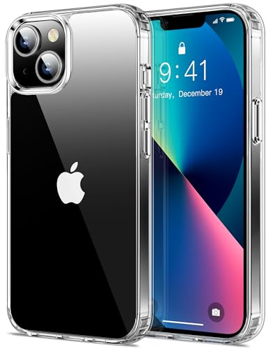 HOOMIL Hülle für iPhone 13, Anti-Vergilbung, Transparent | Stoßschutz, Durchsichtige Kratzfeste Harte Rückseite, Unterstützt Kabelloses Laden