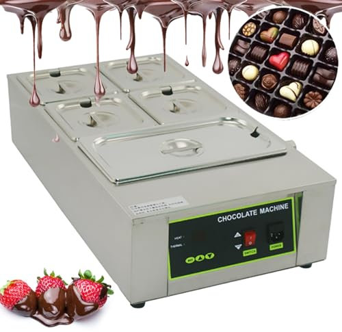 MáQuina EléCtrica Comercial Para Derretir Chocolate | MáQuina Profesional De Templado De Chocolate Con Control Digital | Capacidad De 8/12 Kg | 0-194 ℉ Ajustable | 1000 W,5-Tank