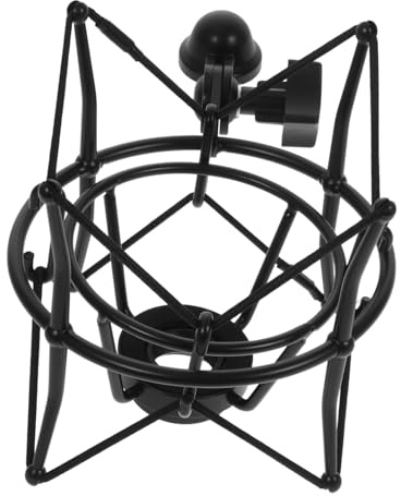 Mikinona Soporte De Metal Para Micrófono De Condensador a Prueba De Golpes, Suspensión Tipo Araña Grande, Color Negro, Accesorio Profesional Para Estudios De Grabación y Transmisiones
