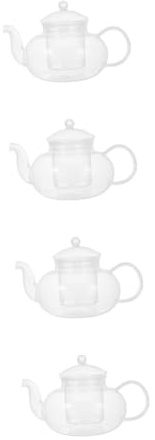 Alipis 4pcs Glass Teapot Infuser Tea Pot for Loose Tea Leaves Brewer Lid Filter and Handle