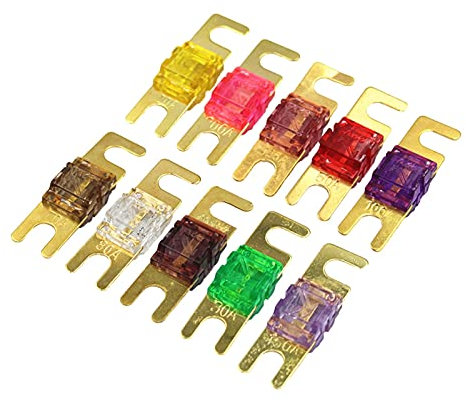 Sicherung, vergoldeter Bolzen, Autosicherungen, Mini-Auto-Stereo-Audio, AFS-Sicherung, 20 A, 30 A, 40 A, 50 A, 60 A, 70 A, 80 A, 100 A, 125 A, 150 A, 175 A, 200 A(20A)