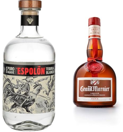 The Grand Margarita Bundle - Espolon Blanco Super Premium Tequila, 70 Cl + Grand Marnier- Cordon Rouge Cognac & Orange Liqueur, Essential Ingredient for the Grand Margarita cocktail 50cl