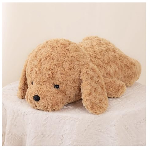 TOPLITHE Großer Teddy Hund Aus Plüsch, Beschwerter Welpe Kuscheltier Weiches Kuschelkissen Geschenk for Kinder Jungen Mädchen Geburtstag Heimdekoration(Brown,85CM/33IN)