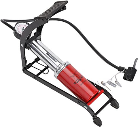 HONMEET Portable Hochdruck-fußpumpe Für Fahrradreifen Und Fahrzeuge Mit Manometer Rutschfestem Fußpedal Mini Und Tragbar Für Autos Motorräder Und Bälle