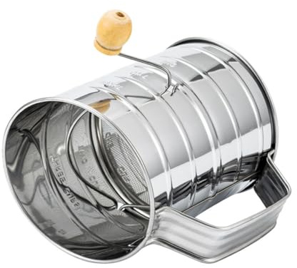 Amosfun Practical Cup Flour Sifter Hand Crank Sugar Powder Sifter for Baking and Almond Flour