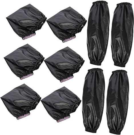 HOMSFOU Manguitos de Soldadura de Piel Pu Negros 5 Pares para Brazo