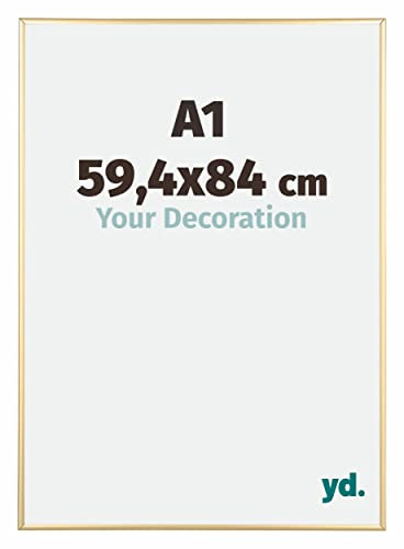 yd. Your Decoration - Puzzlerahmen DIN A1 59.4x84 - Gold - Puzzlerahmen 1500-2000 Teile - Metall Bilderrahmen - Kent