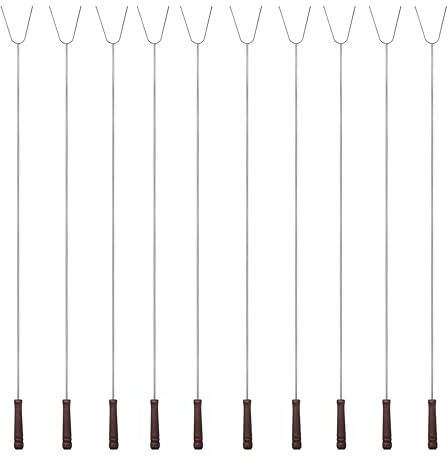 Grillspieß Edelstahl 10er Set, 120cm extra lang, Spieß für Feuerschale, Lagerfeuerspieß