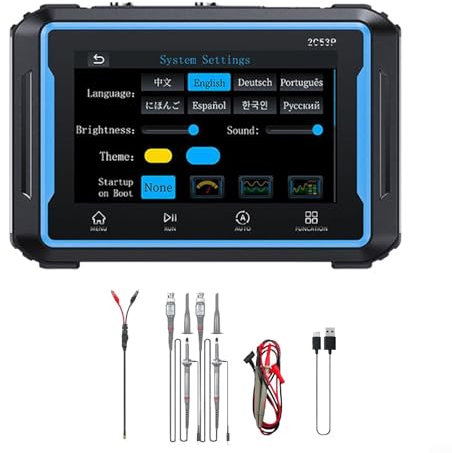 Oscilloscopio digitale touch screen per FNIRSI2C53P, include sonda P6100 e cavo dati di tipo C