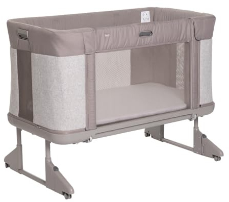 Chicco Next2Me Forever, Baby Cot Side Bed 3in1, Becoming Montessori Cot, Upp till 4 år (22 kg), Justerbar höjd, Good Air Circulation, 4 hjul, Madrass ingår
