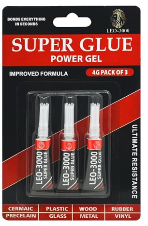 Super Glue 3 Pack (4g) All Purpose Super Glue |Strong Adhesive for Plastic, Metal, Rubber, Leather | Quick-Dry, Waterproof, Crack-Resistant | Precision Nozzle for DIY, Home, Auto, Instant Bond Repairs