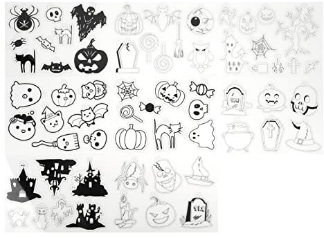 Schrumpf wiederverwendbare Plastikblätter, 8pcs Halloween Style Shrinky Dink Sheets Muster Schrumpfungspapier für Schlüsselbundschmuck DIY