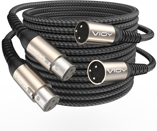 VIOY XLR Microphone Cable 5M 2 Pack, 3-Pin Male to Female Balanced Mic Cord