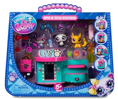 Littlest Pet Shop - Sweet and Style Set - 4-in-1 Boutique - Pack mit 3 Tieren, 15 Zubehörteilen, 1 Karte, 1 Roblox-Code - Sammelfiguren Tiere - Spielzeug ab 4 Jahren - BF00722