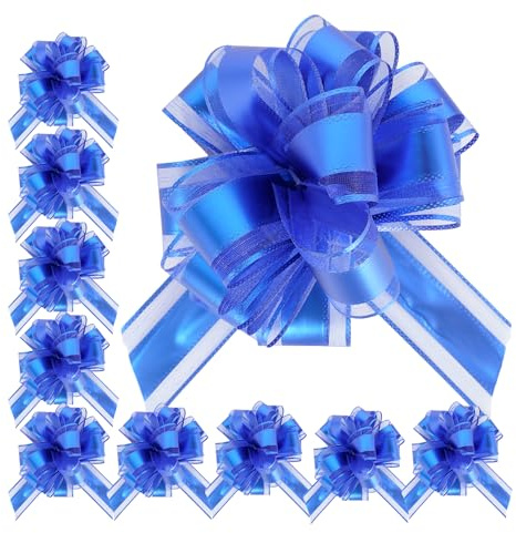 Chanumetal 10 Stück Geschenkschleife Große, Bunt Schleifen Deko, Durchmesser 16 cm, Große Schleife Matt Autoschleife für Hochzeit Geburtstag Weihnachten (Blau)