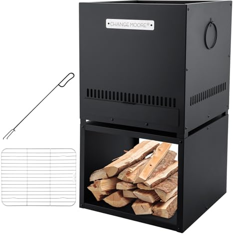 CHANGE MOOER Multi-Fuel 4 in 1 Pizza Oven Outdoor, Portable Wood and Gas Fired Pizza Oven with Pizza Stone, Peel, Cover, Cooking Grill Grate, Portable Outdoor Oven Cooker