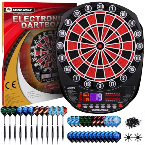 Elektronisk darttavla Profi set 34 spel med 354 varianter 3 språk: tyska, engelska, franska för 1 till 8 spelare med 12 dart