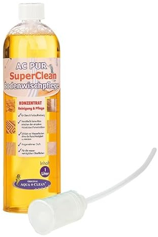 AQUA CLEAN PUR SuperClean Bodenwischpflege, Konzentrat für Parkett und Laminat, 1 Liter, Glanz und Farbauffrischung
