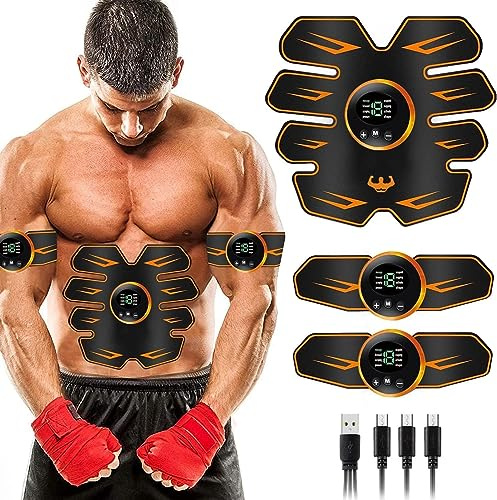 WARDBES Electroestimulador Muscular Abdominales - para Abdomen, Brazos y Piernas, Electroestimulador Abdominal con 6 Nodos Tonificador Muscular, Masajeador y Reductor Abdominal