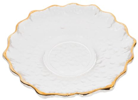 TOYANDONA Sottobicchiere Elegante e Resistente in Vetro a Forma di Fiore Bordo Dorato, Antiscottatura e Multiuso per Bicchieri da Vino e Tazzine da Caffè, per Piattino da Tè