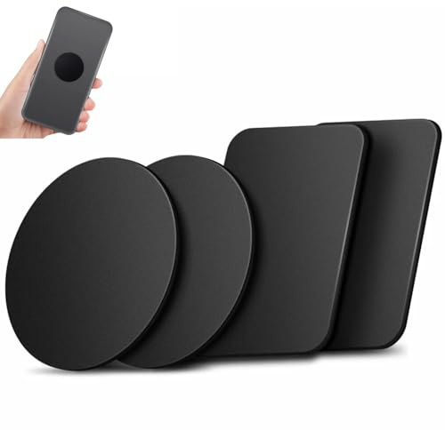 4 Pcs Adhesive Metal Plate, Phone Metal Sticker (2 Round and 2 Rectangle) | Universal Replacement Plate Metal Disc with Strong Adhesive for Car Mounts, Used for magnet phone holder for car